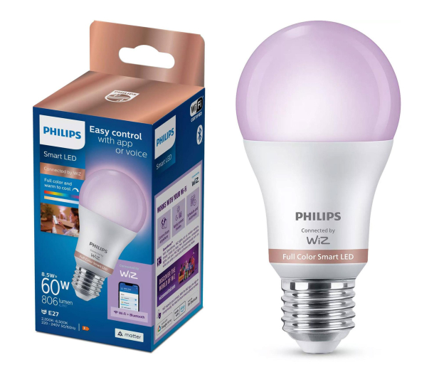 Philips Inteligentna Żarówka LED E27 RGB A60 60W 806lm 2200-6500K - 1544364 - zdjęcie